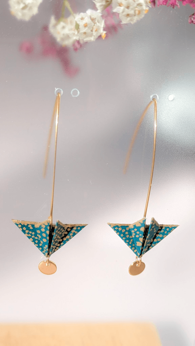Boucles d'oreilles Balancelle "Parapluie" Vert points