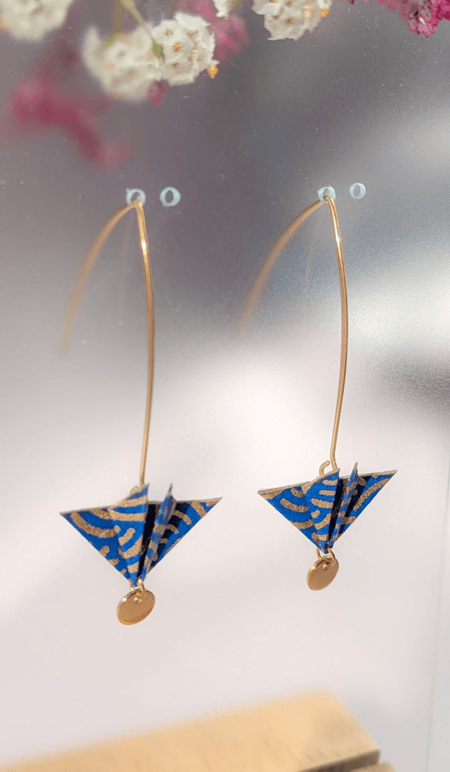 Boucles d'oreilles Balancelle "Parapluie" Bleu vagues