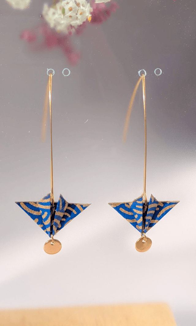 Boucles d'oreilles Balancelle "Parapluie" Bleu vagues
