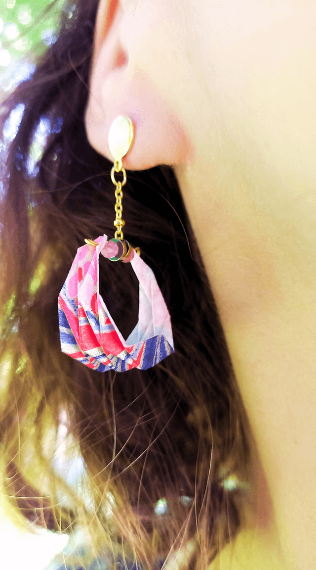 Boucles d'oreilles origami Lune ou l'autre rouge carmin taille S