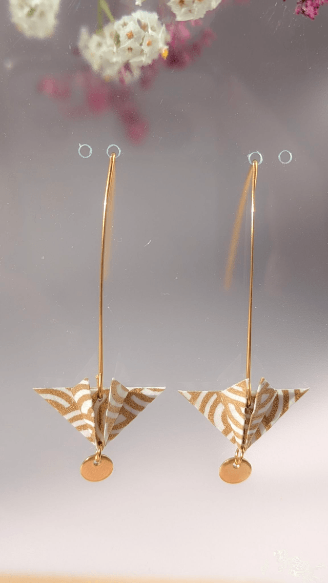 Boucles d'oreilles Balancelle "Parapluie" Blanc vagues