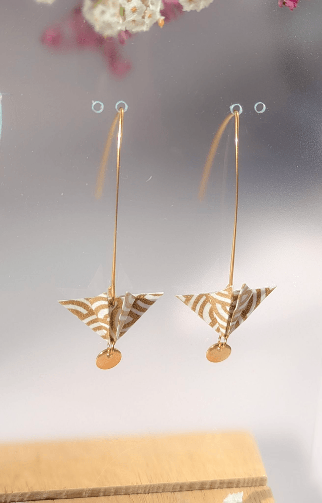 Boucles d'oreilles Balancelle "Parapluie" Blanc vagues