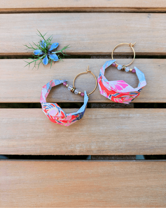 Boucles d&#039;oreilles origami Lune ou l&#039;autre rouge carmin taille L