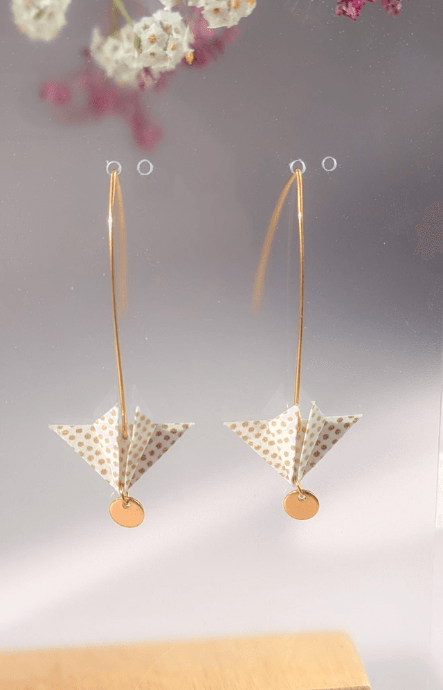 Boucles d&#039;oreilles Balancelle &quot;Parapluie&quot; Blanc points