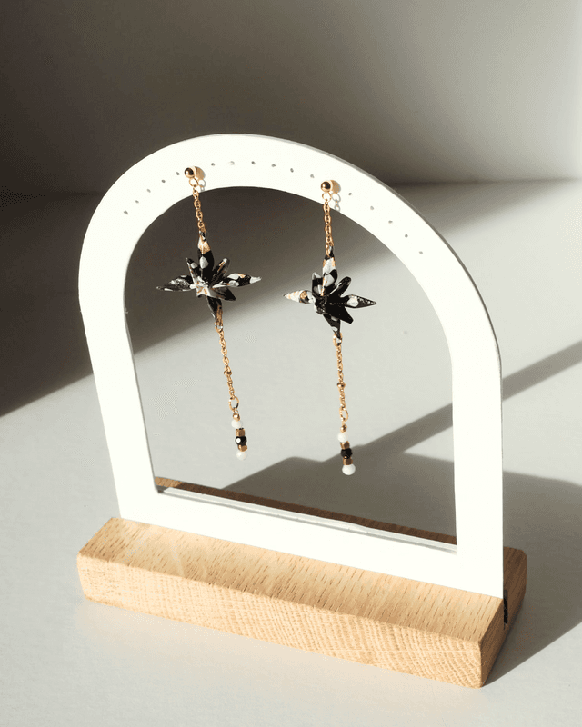 Boucles d&#039;oreilles origami Rêve étoilé - Noires -
