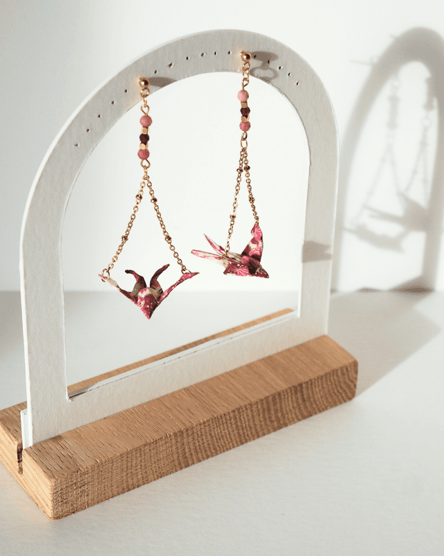 Boucles d&#039;oreilles origami L&#039;envolée - Rose