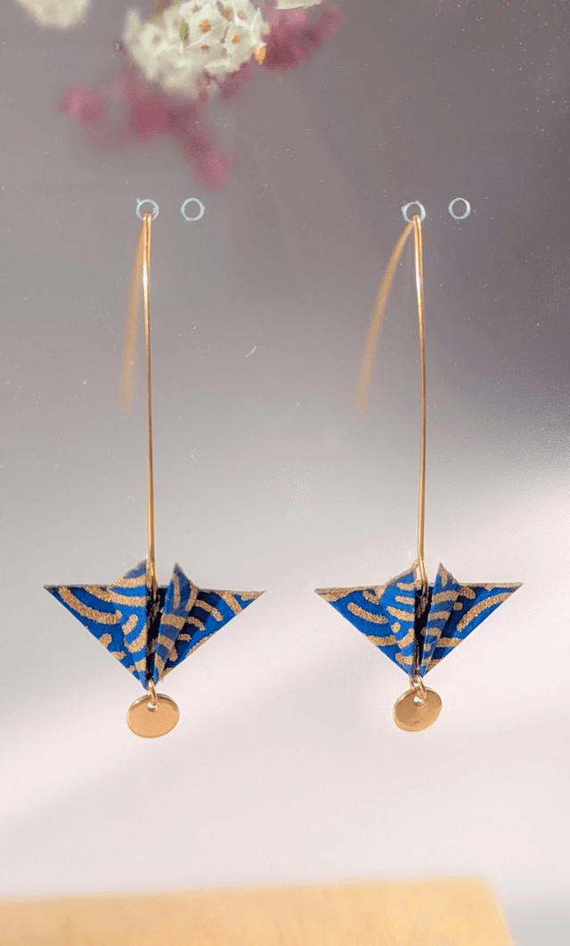 Boucles d&#039;oreilles Balancelle &quot;Parapluie&quot; Bleu vagues
