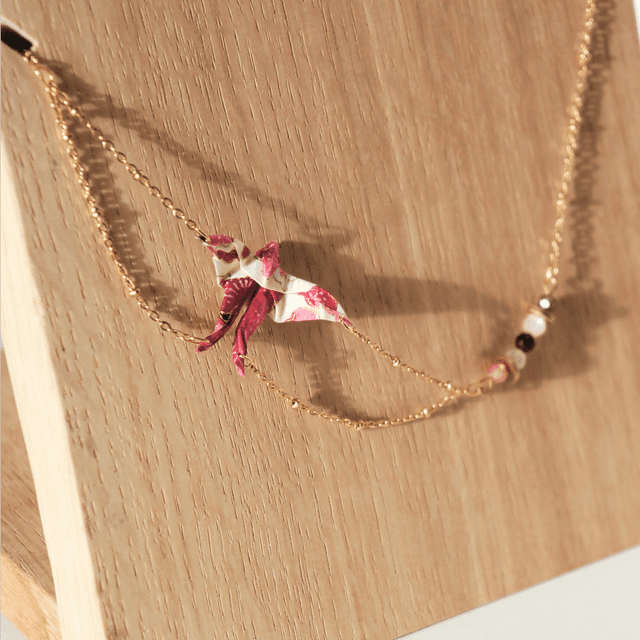 Collier origami L&#039;envolée - Rose
